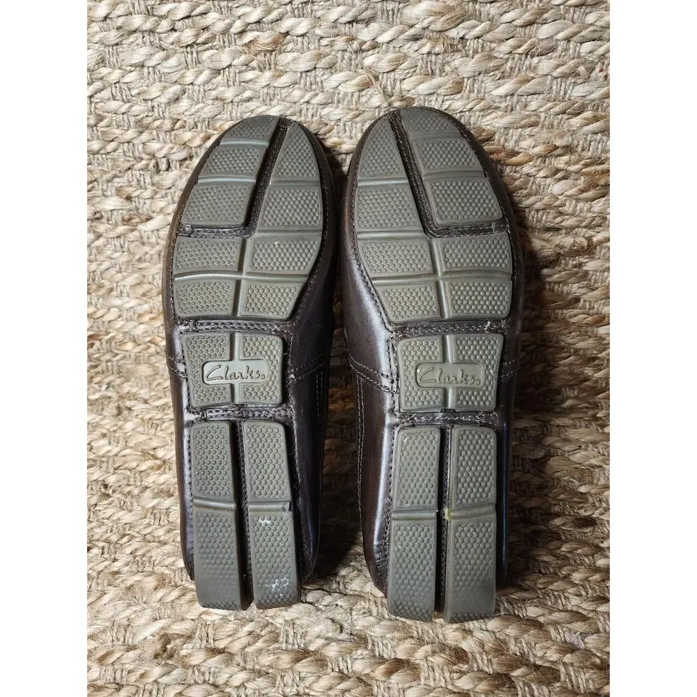 Clarks Driving Loafers Markman Plain in Dark Brown Leather Dress Shoes Size 8